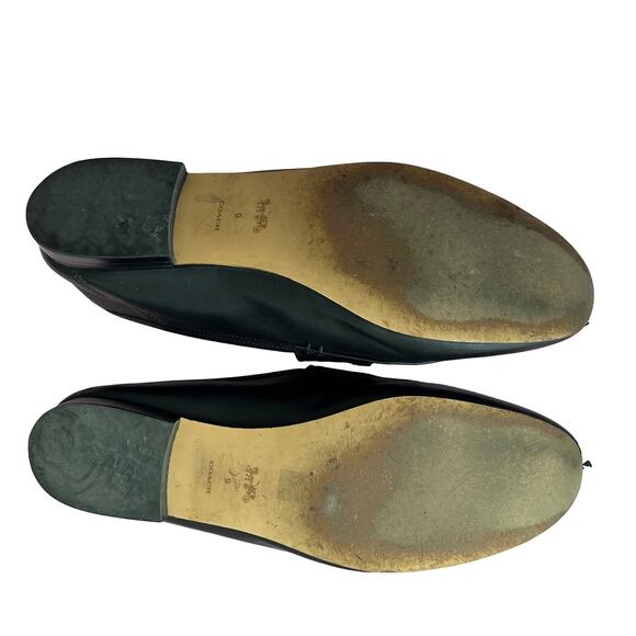 Coach Haley Black Leather Loafers Size 9 Slip-On Flats Classic Parisian Shoe - Picture 9 of 10